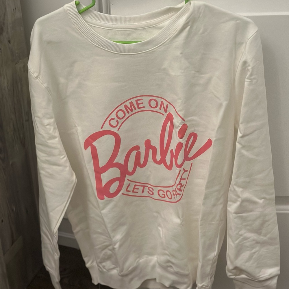 Barbie White Sweatshirt with Pink Logo